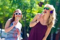 Two young girls with ice cream Royalty Free Stock Photo