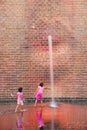 Playing in the Crown Fountain in Chicago