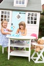 Two young girls play outdoors Royalty Free Stock Photo