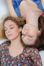 Two young girls sleeping Royalty Free Stock Photo