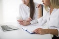 Two young girls at a table Royalty Free Stock Photo