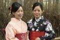 Two young japanese women posing in kimono