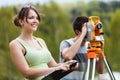 Two young land surveyors