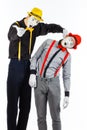 Two young men, an actor, a MIME, in clothing and makeup, argue, Royalty Free Stock Photo