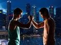 Two young men arm wrestling Royalty Free Stock Photo