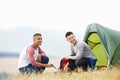 Two Young Men On Camping Trip In Countryside Royalty Free Stock Photo