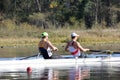 Two Young Men Sculling in Burnaby Lake