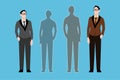 Two young men and two shadows. Vector illustration Royalty Free Stock Photo