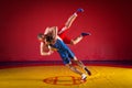 Two young men wrestlers Royalty Free Stock Photo