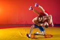 Two young men wrestling Royalty Free Stock Photo