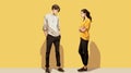 Cartoon Compositions: Young Man And Woman In Pensive Poses