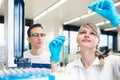 Two young researchers carrying out experiments in a lab Royalty Free Stock Photo