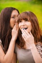 Two young speaking women Royalty Free Stock Photo