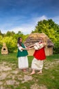 Two young ukrainian women in national costumes