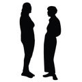 Two young women body, black color silhouette vector