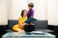 Two young women with a folder at office Royalty Free Stock Photo