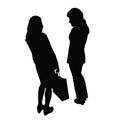 Two women making chat, body silhouette vector