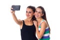 Two young women making selfie