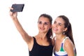 Two young women making selfie