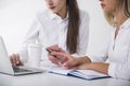 Two young women in office Royalty Free Stock Photo