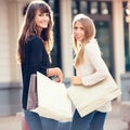 Two young women shopping at the mall Royalty Free Stock Photo