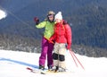 Two young women on ski-lift