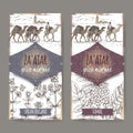 Two Zaatar labels with desert landscape, Syrian oregano