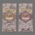 Two Zaatar labels with Jerusalem landscape, coriander and caraway sketch.