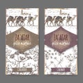 Two Zaatar labels with Jerusalem landscape, coriander and caraway sketch.