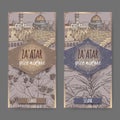 Two Zaatar mixture labels with Jerusalem, cumin and sesame sketch.