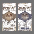 Two Zaatar mixture labels with Jerusalem, cumin and sesame sketch.