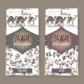 Two Zaatar spice labels with desert , marjoram and savory sketch.