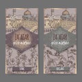 Two Zaatar spice mixture labels with Jerusalem, thyme and oregano.