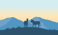 Two zebra silhouette on the mountain Royalty Free Stock Photo