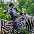 Two zebras playing and having fun Royalty Free Stock Photo