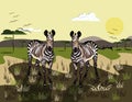 Two Zebras wild nature background Royalty Free Stock Photo