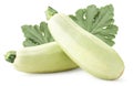 Two zucchini with a green leaf on a white background. Isolated Royalty Free Stock Photo