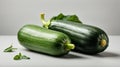 Two zucchini with a green leaf on a white background. Isolated Royalty Free Stock Photo