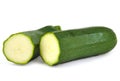 Two zucchini halves on white background Royalty Free Stock Photo