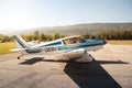 Twoseater Plane on Airstrip Getting Ready to Fly Royalty Free Stock Photo