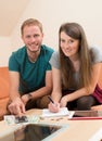 Twosome woman counting her money Royalty Free Stock Photo