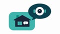 TwoWay Communication A conversation bubble icon emerging from a security camera illustrating the feature of twoway audio