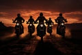 Twowheeled drama motorbikers silhouette embodies the thrill of the ride Royalty Free Stock Photo