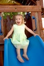 TwoYears Old Girl Fulfilled on the Slide Royalty Free Stock Photo