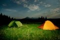 Twp illuminated camping tents