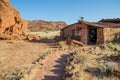 Twyfelfontein, Namibia - June 017 2014: Visitor`s center built out of rocks at Twyfelfontein rock engravings