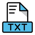 Txt file icon colorful style design. document format text file icons, Extension, type data, vector illustration
