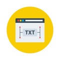 Vector art of txt file icon on yellow background, representing text documents, data storage, and digital information, often used Royalty Free Stock Photo