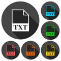 TXT file icons set with long shadow Royalty Free Stock Photo