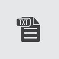 TXT icon in black on a gray background. Vector illustration Royalty Free Stock Photo